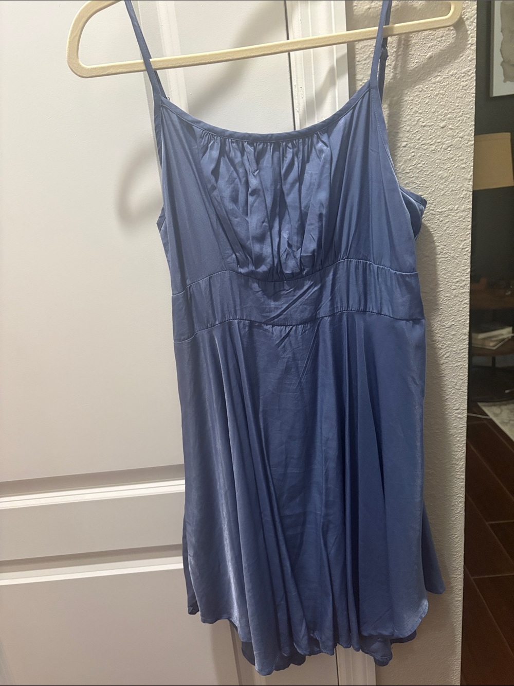 SHEIN Blue Satin Spaghetti Strap Dress